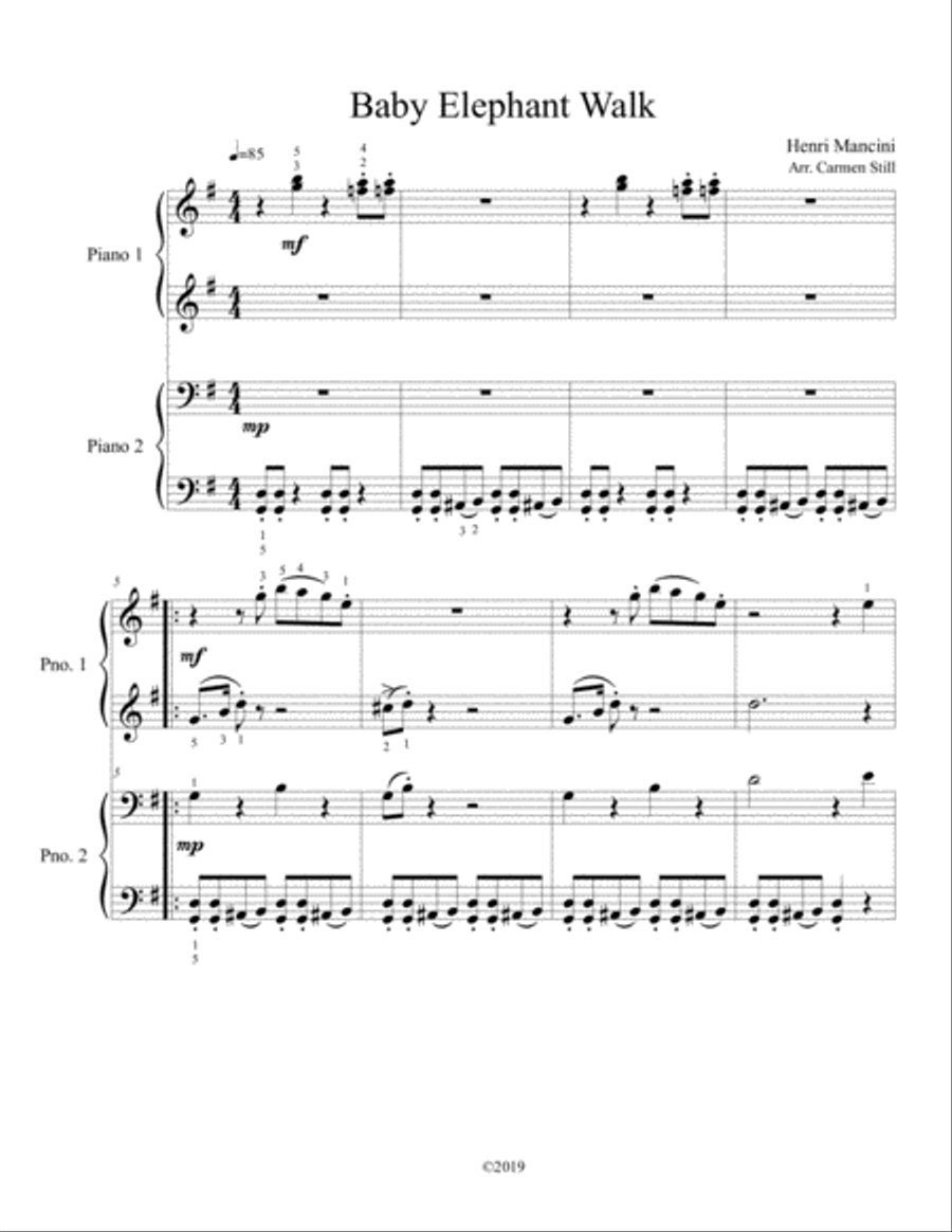 Baby Elephant Walk Piano scores gallery preview page 1