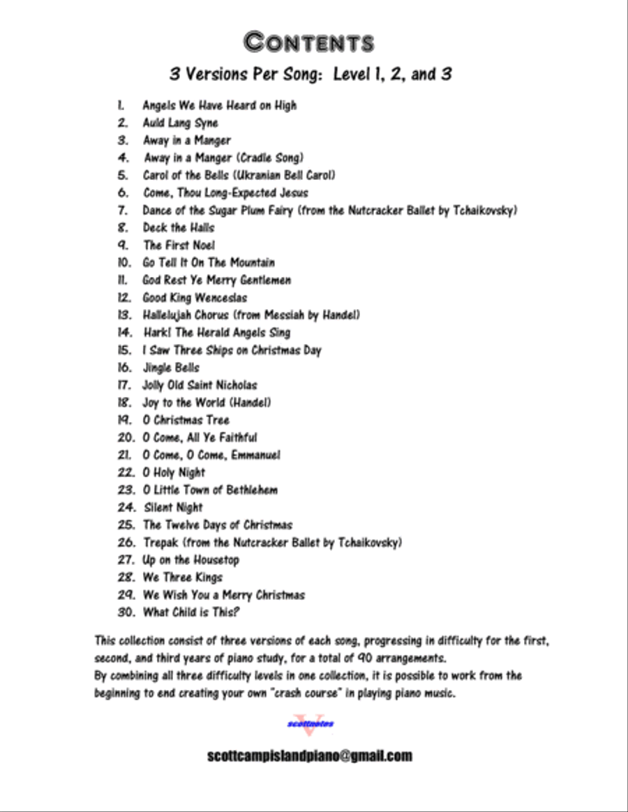30 Christmas Piano Favorites, from Zero to Mozart Piano Method scores gallery preview page 2