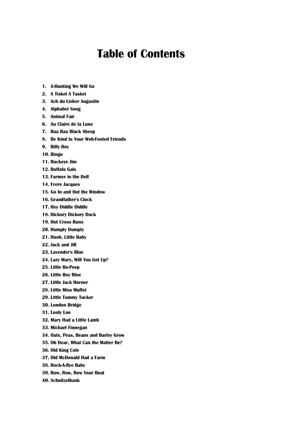 50 Nursery Rhymes and Children Songs Sheet Collection Easy Piano Piano Method scores gallery preview page 2