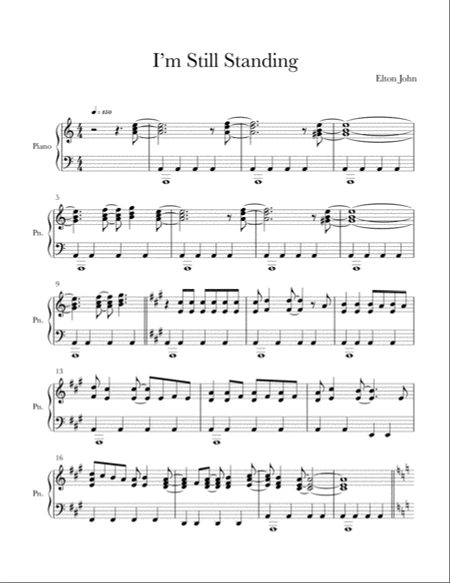 I'm Still Standing Easy Piano scores gallery preview page 1