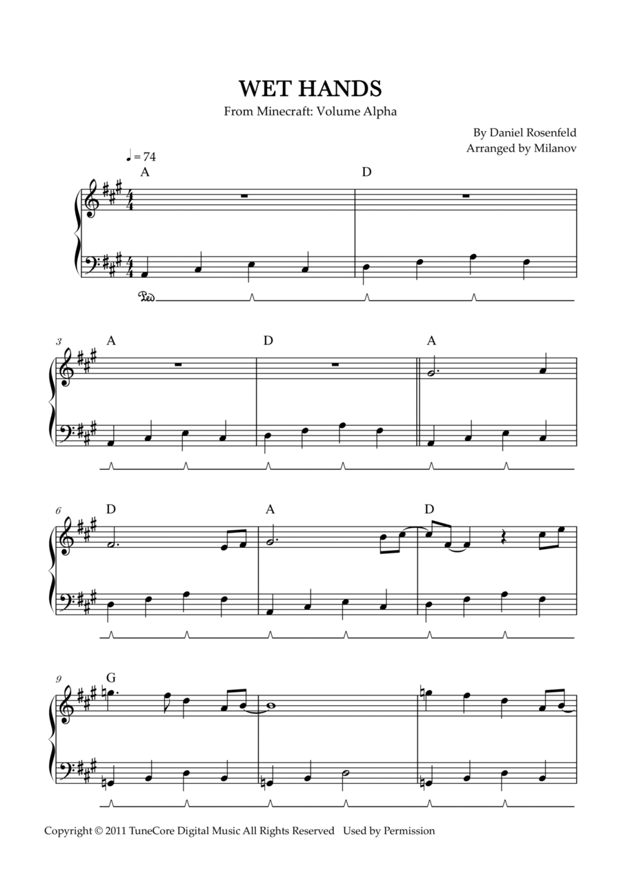 Wet Hands Easy Piano scores gallery preview page 1