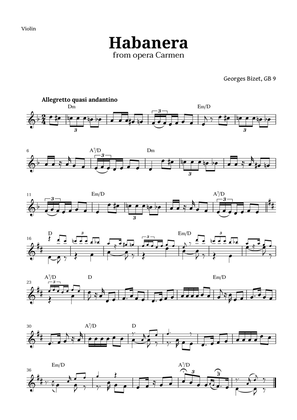 Habanera from Carmen by Bizet for Violin with Chords