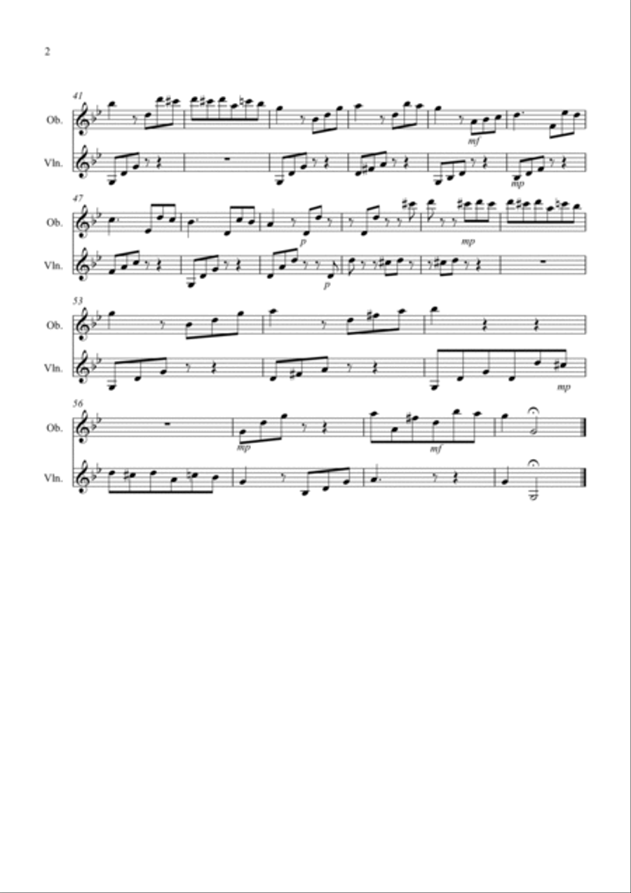 Fur Elise for Oboe and Violin Duet Oboe scores gallery preview page 2