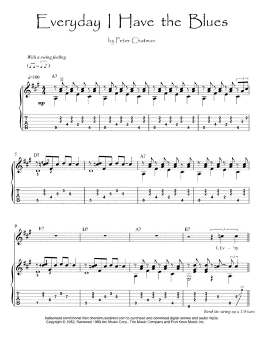 Every Day I Have The Blues Electric Guitar scores gallery preview page 1