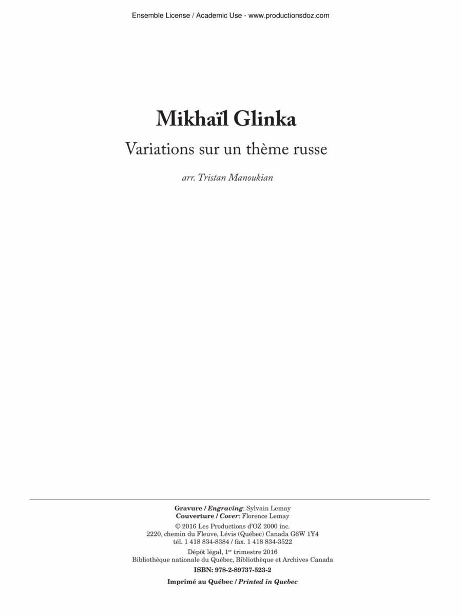 Variations sur un thème russe Classical Guitar scores gallery preview page 1