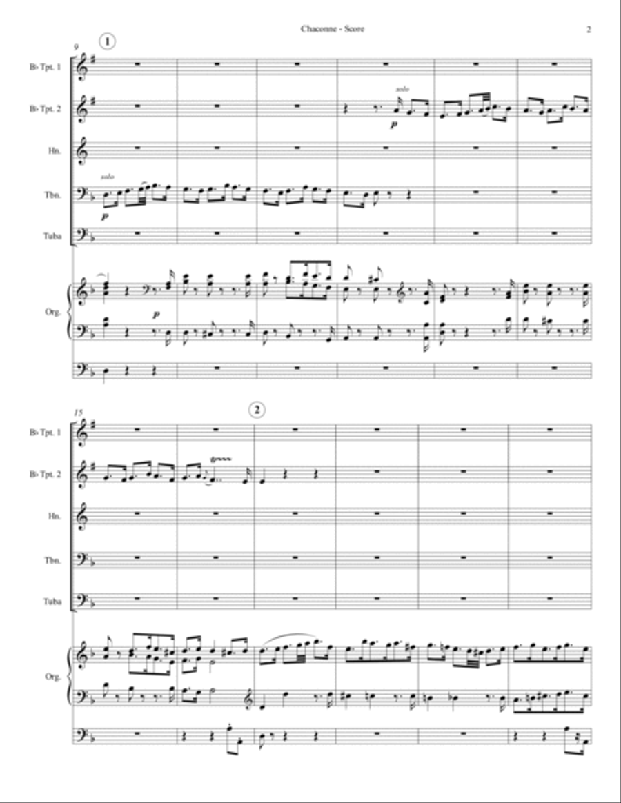 Chaconne (for Brass Quintet and Organ) Brass Ensemble scores gallery preview page 3