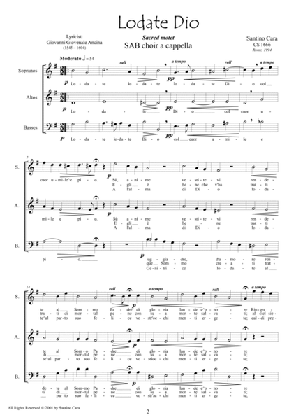 Lodate Dio - Sacred motet for SAB choir a cappella image number null