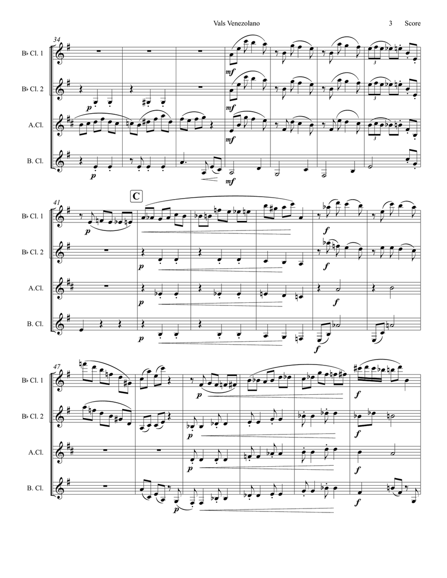 Vals Venezolano Woodwind Quartet scores gallery preview page 4