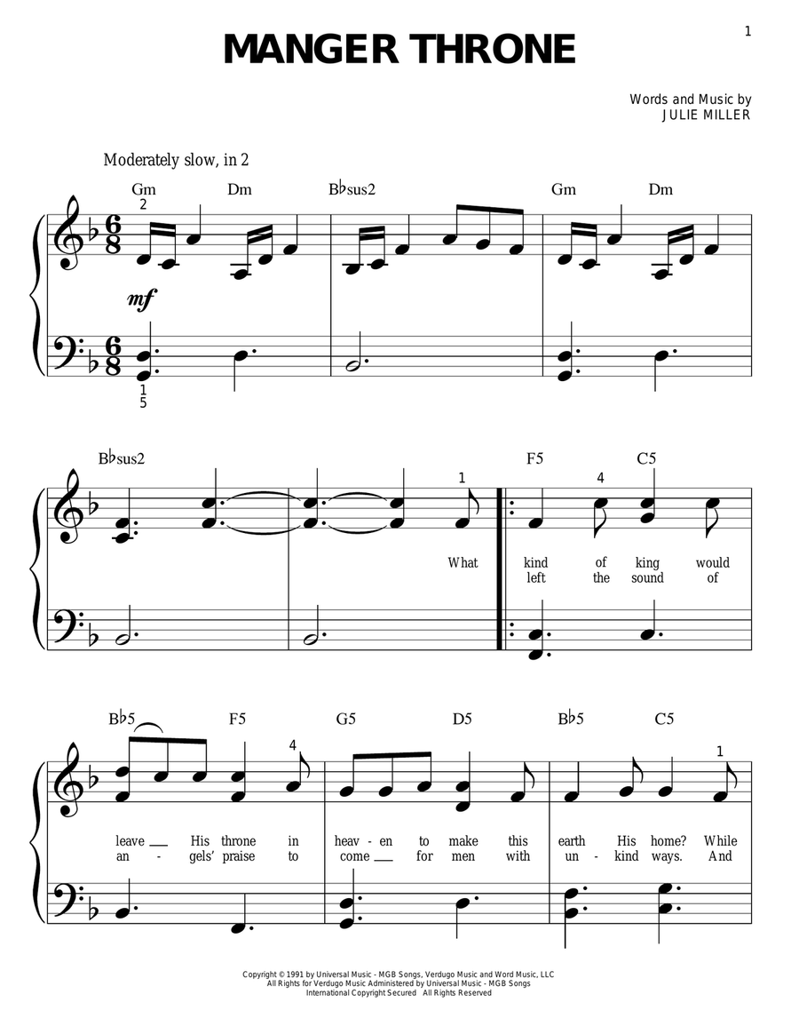 Manger Throne Easy Piano scores gallery preview page 1