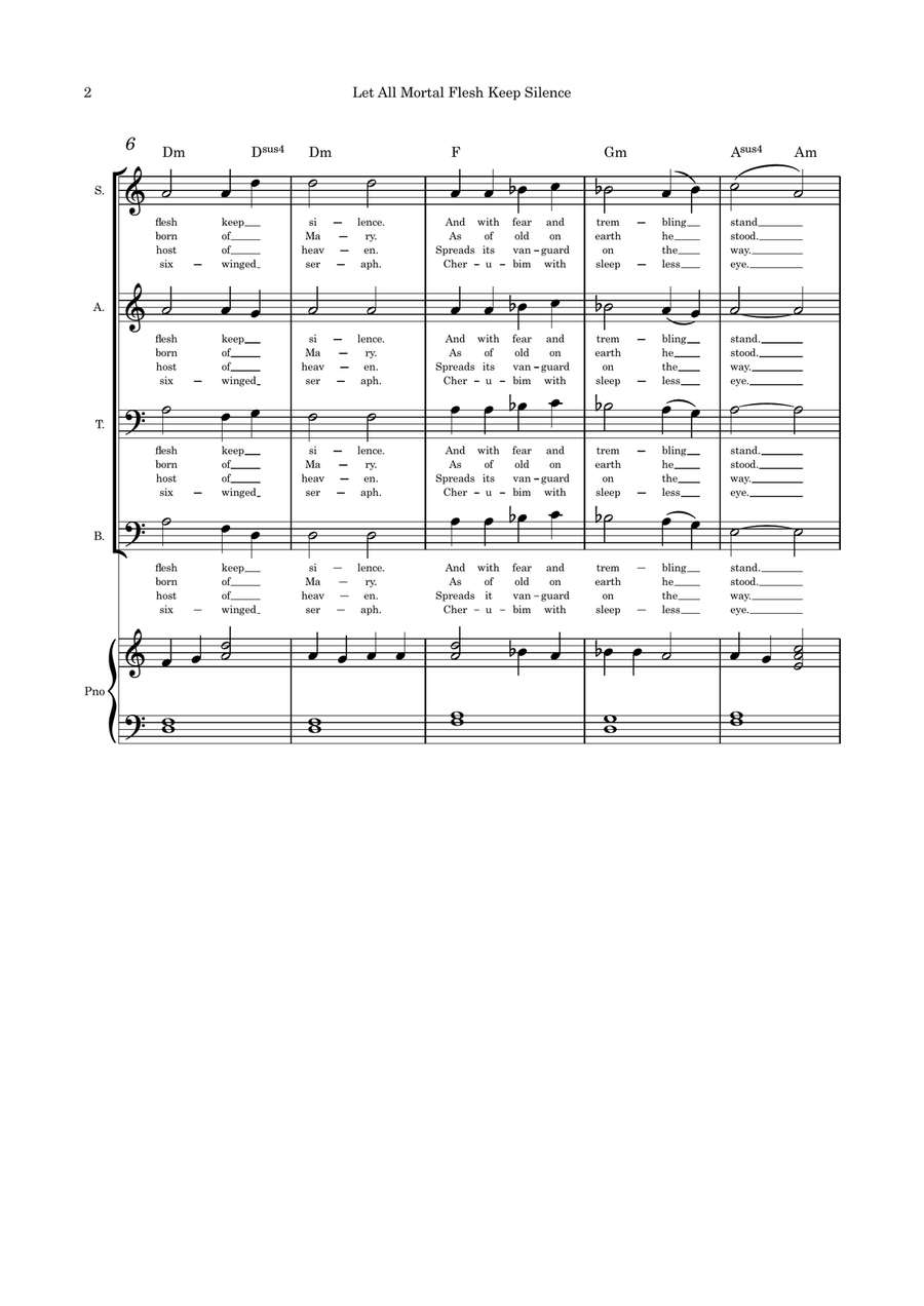Let All Mortal Flesh Keep Silence SATB and Piano 4-Part scores gallery preview page 2