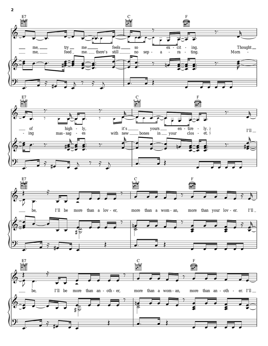 More Than A Woman Piano, Vocal, Guitar scores gallery preview page 2