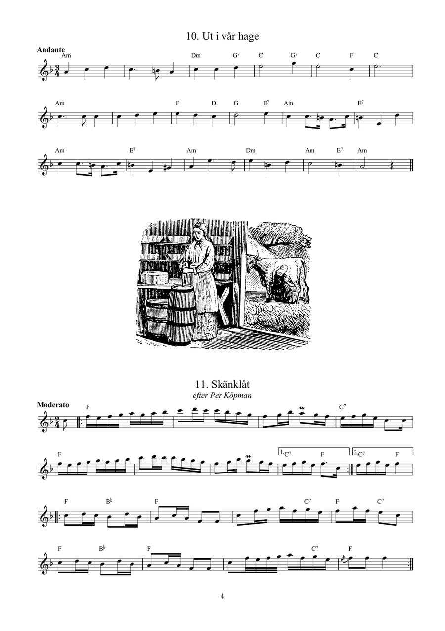 64 Traditional Swedish Songs for flute (or C instrument) with guitar chords Small Ensemble scores gallery preview page 4