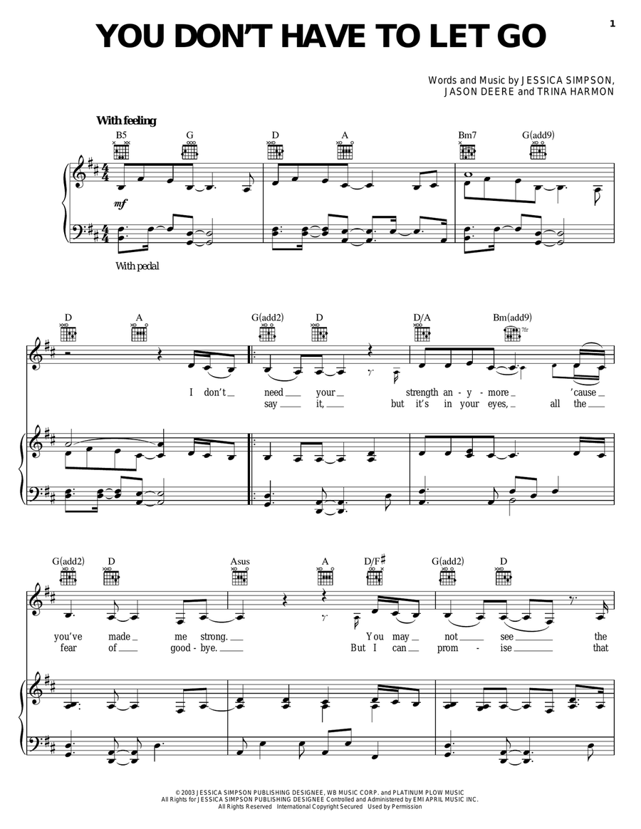You Don't Have To Let Go You Don't Have To Let Go Piano, Vocal, Guitar scores gallery preview page 1
