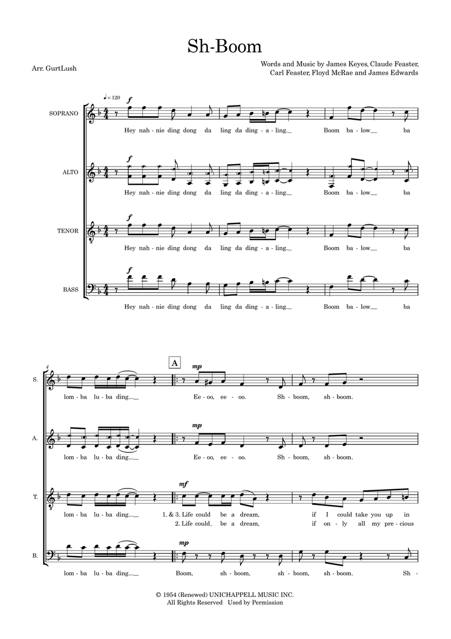 Sh-Boom (arr. Sam Burns) SSATB scores gallery preview page 1