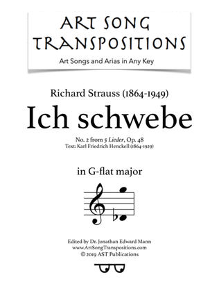 Book cover for STRAUSS: Ich schwebe, Op. 48 no. 2 (transposed to G-flat major)