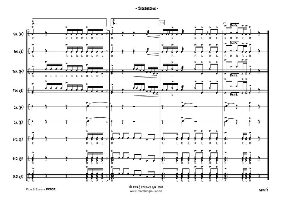 BAKER GROOVE (Drumline Cadence) Marching Band scores gallery preview page 6