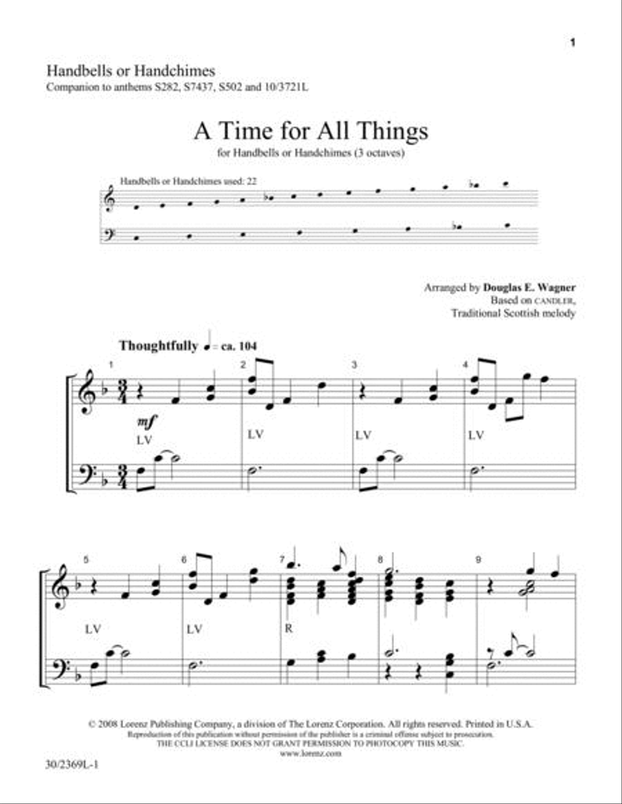 A Time for All Things - Reproducible Handbell Part 3-Octaves scores gallery preview page 2