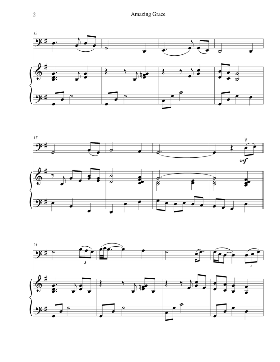 Amazing Grace - for cello and piano Amazing Grace - for cello and piano Piano scores gallery preview page 2