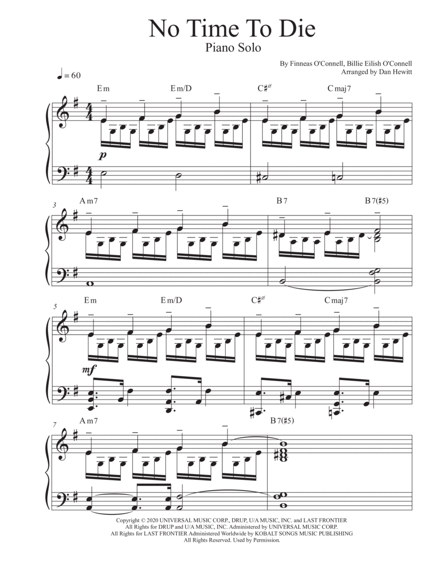 No Time To Die Piano Solo scores gallery preview page 1