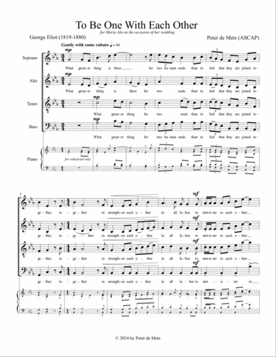 To Be One With Each Other 4-Part scores gallery preview page 1