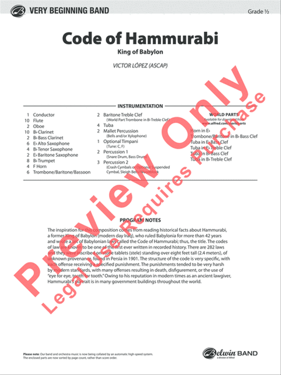 Code of Hammurabi Concert Band scores gallery preview page 2