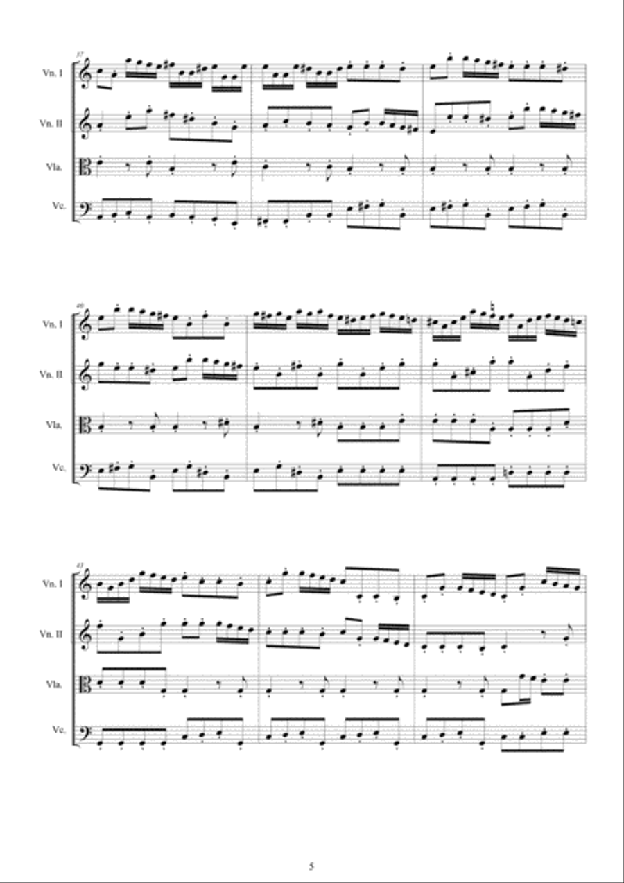 Vivaldi - Concerto in C major RV 113 for String Quartet String Quartet scores gallery preview page 5