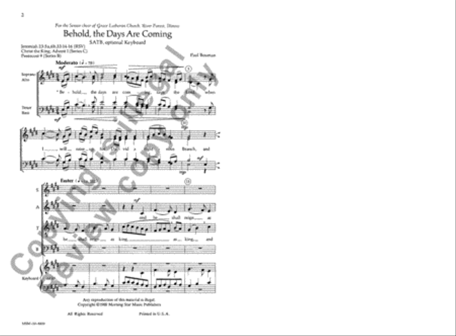 Behold, the Days Are Coming 4-Part scores gallery preview page 2
