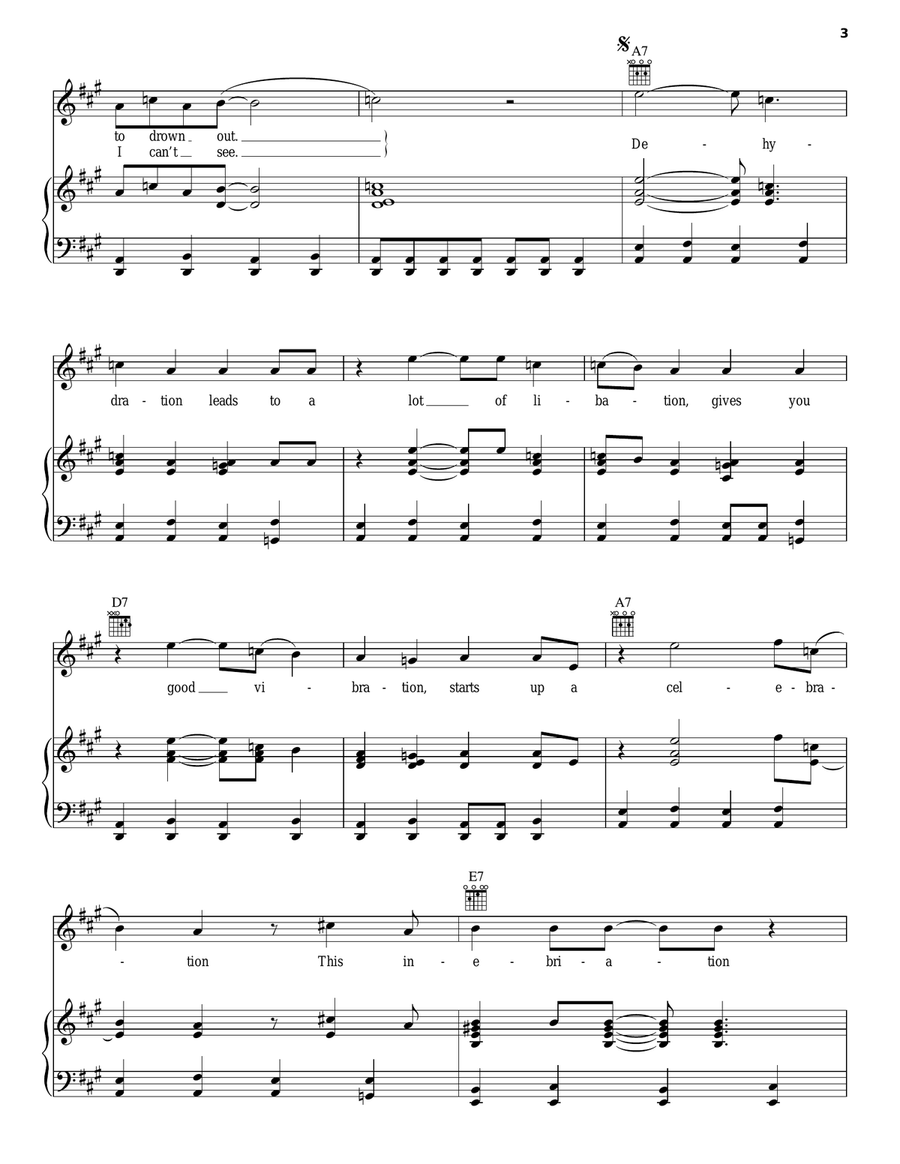 Thirsty Thirsty Piano, Vocal, Guitar scores gallery preview page 3