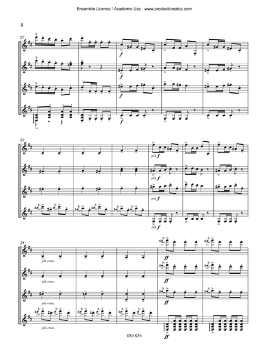 Turkish March Guitar Ensemble scores gallery preview page 4