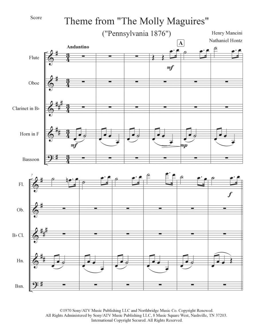 The Molly Maguires The Molly Maguires Woodwind Quintet scores gallery preview page 1