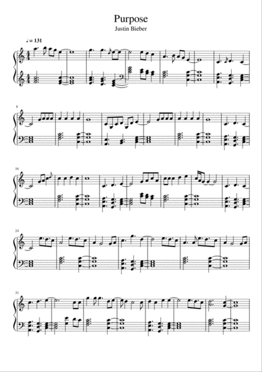 Purpose Piano Solo scores gallery preview page 1