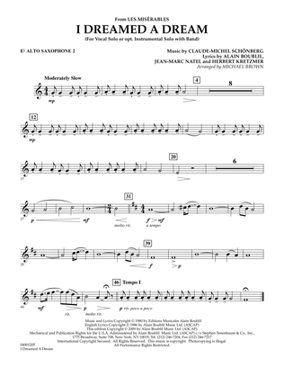 Book cover for I Dreamed a Dream (from "Les Miserables") - Eb Alto Saxophone 2