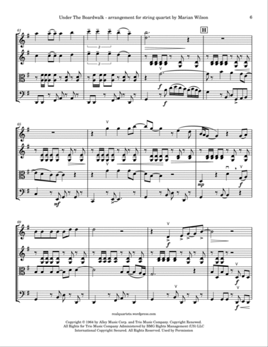 Under The Boardwalk String Quartet scores gallery preview page 6