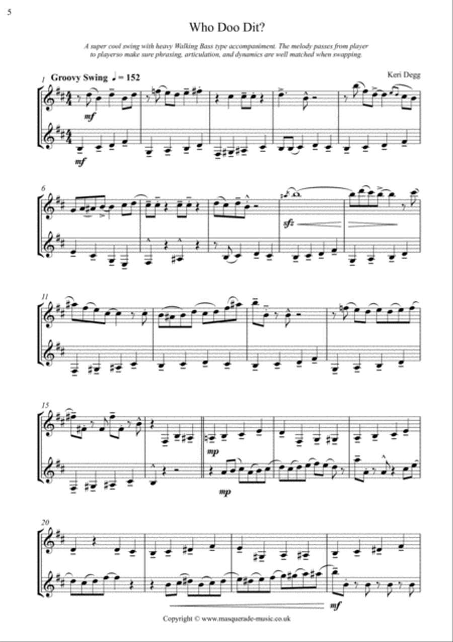 More Graded Clarinet Duets (intermediate to advanced) 24 duets in varying styles (swing, ragtime, co Clarinet Duet scores gallery preview page 6