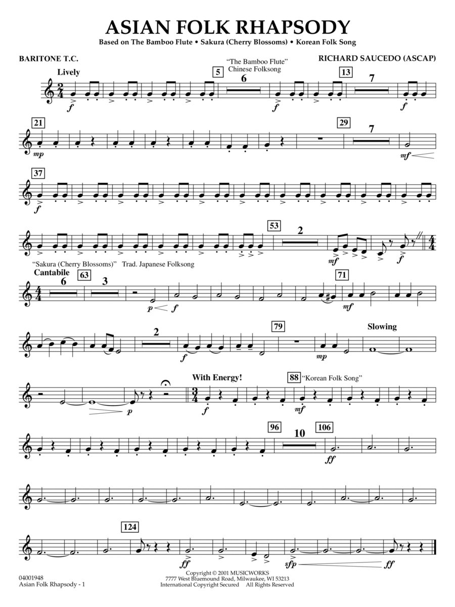 Asian Folk Rhapsody - Baritone T.C. Concert Band scores gallery preview page 1