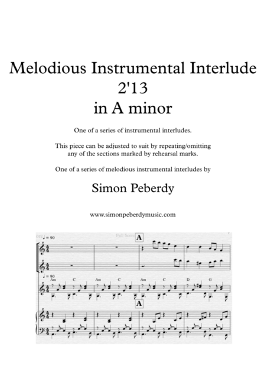 Instrumental Interlude 2'13 for 2 flutes, guitar and/or piano by Simon Peberdy Small Ensemble scores gallery preview page 1