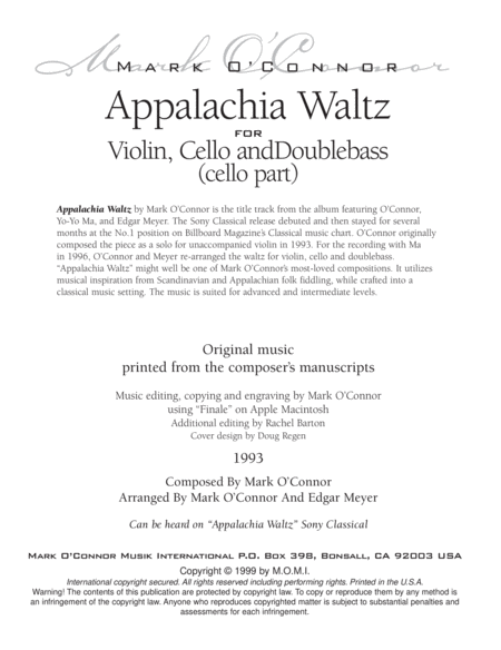 Appalachia Waltz (cello part - vln, cel, bs) image number null