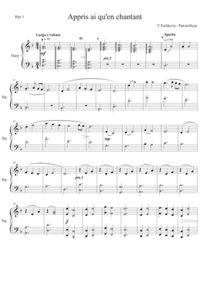 "Appri ai qu'en chantant" for 3 harps; composed by Y.Tochkova