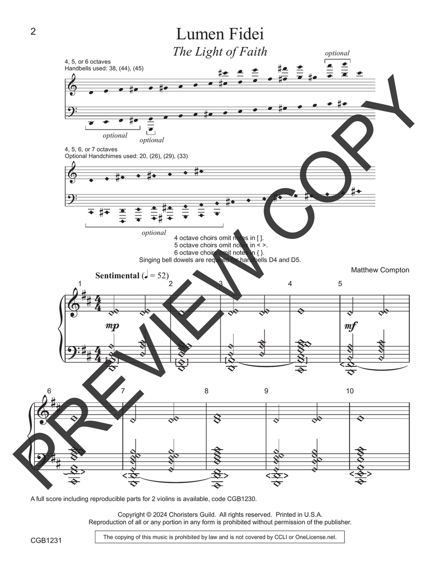 Lumen Fidei Parts Handbell Choir scores gallery preview page 2