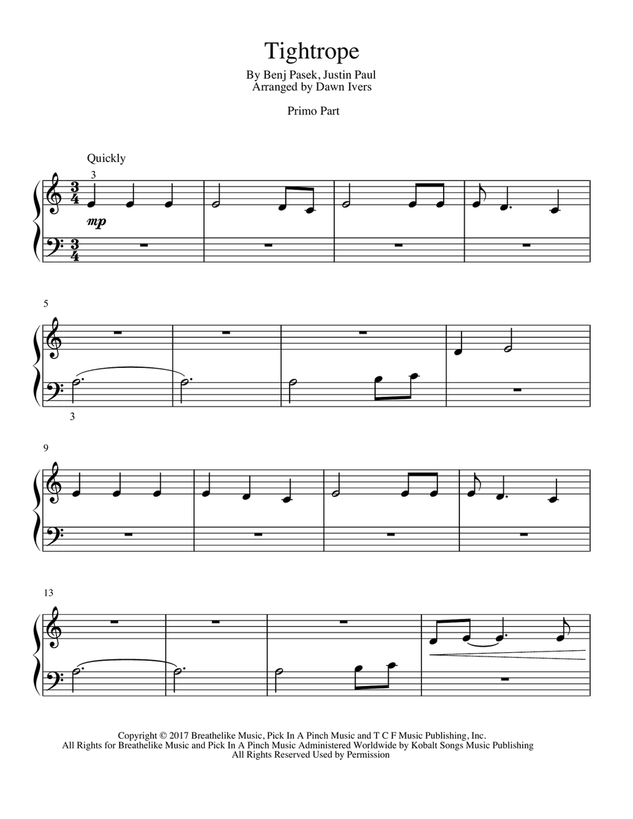 Tightrope Easy Piano scores gallery preview page 2