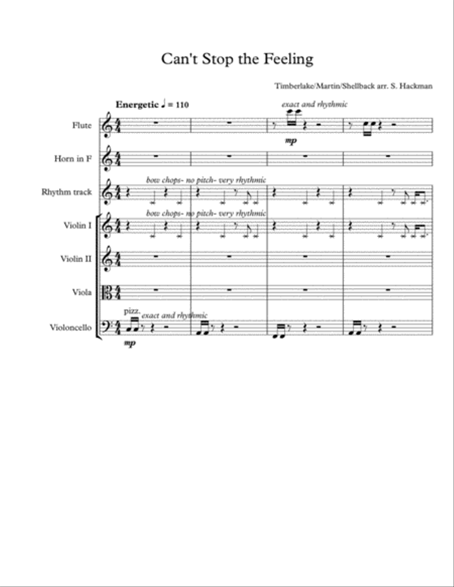 Can't Stop The Feeling from TROLLS Small Ensemble scores gallery preview page 1