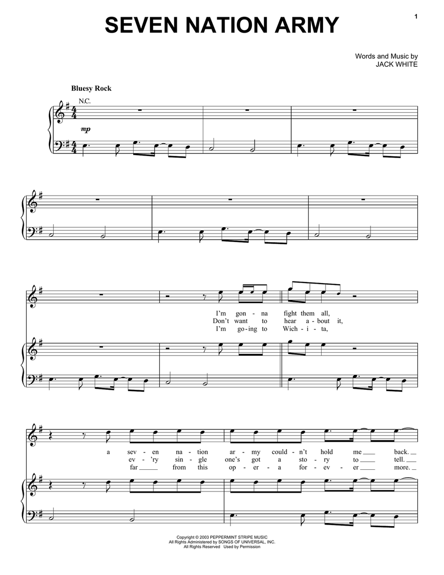 Seven Nation Army Acoustic Guitar scores gallery preview page 1