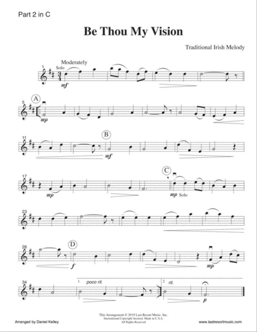 Be Thou My Vision for String Quartet (or Mixed Quartet) Music for Four Large Ensemble scores gallery preview page 3
