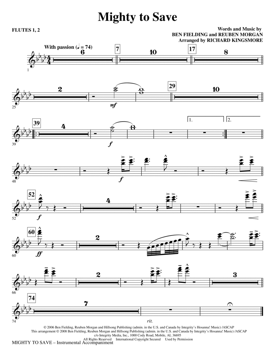 Mighty To Save - Flute 1 & 2 Choir scores gallery preview page 1