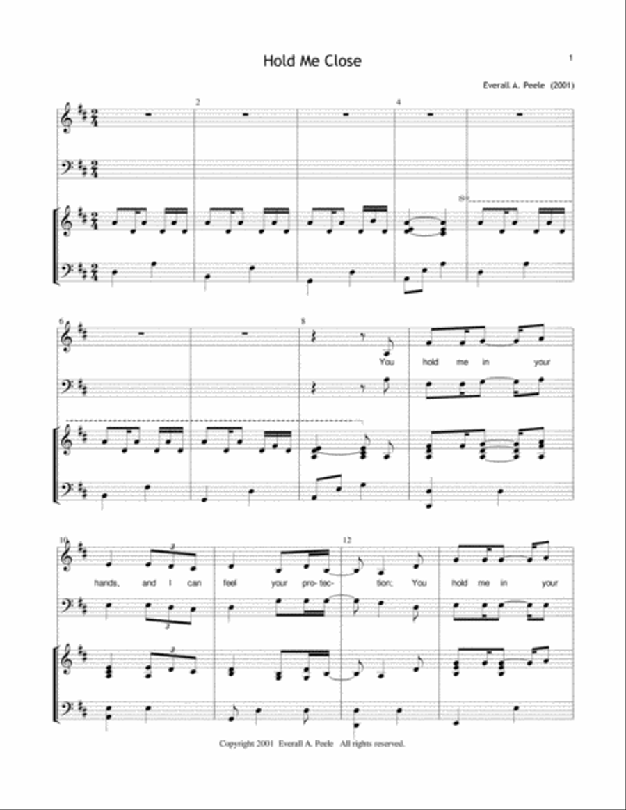 Hold Me Close - Choir Version (includes unlimited license to copy) 3-Part scores gallery preview page 1