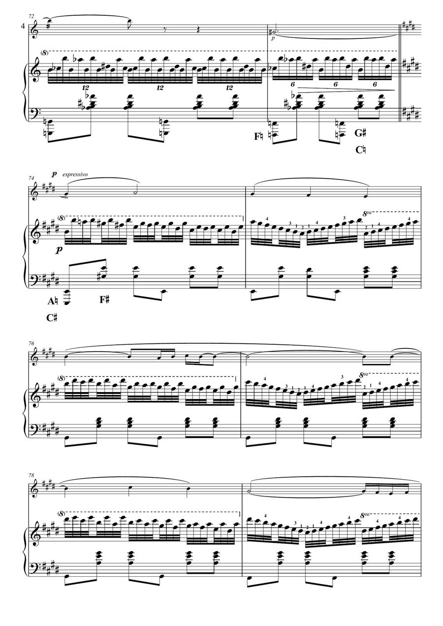 Adagio assai, from Piano Concerto in G major, For Flute and Harp Flute scores gallery preview page 6