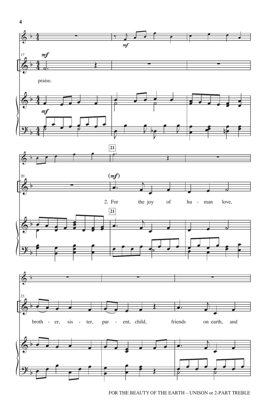 For The Beauty Of The Earth (arr. Anna Laura Page) 2-Part scores gallery preview page 3