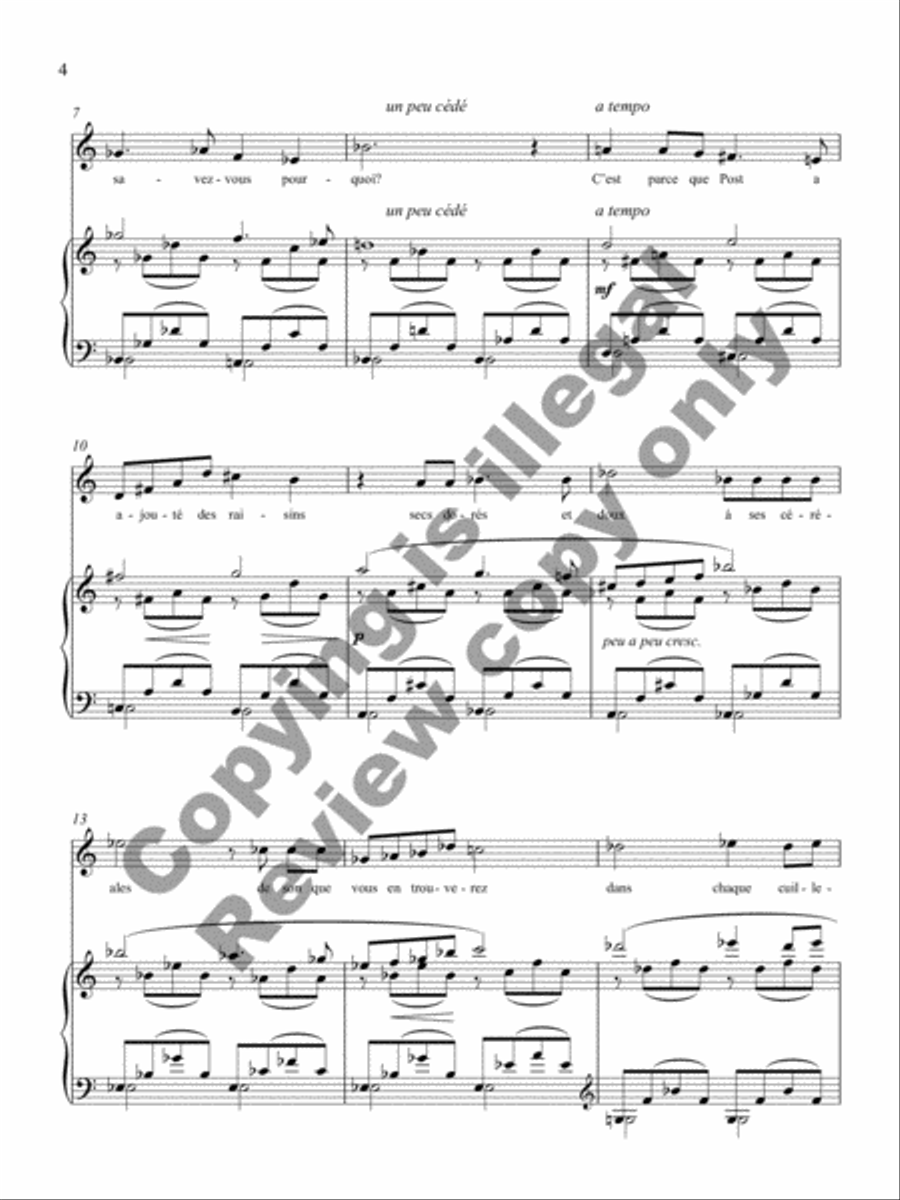 Quatre Petites Chansons pour le Petit Déjeuner Piano scores gallery preview page 5