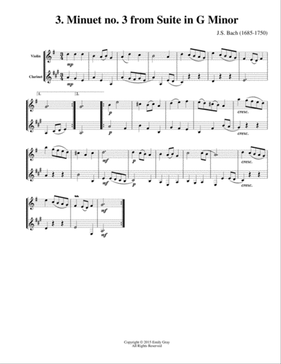 Duets for Violin and Clarinet, Volume One Clarinet scores gallery preview page 5