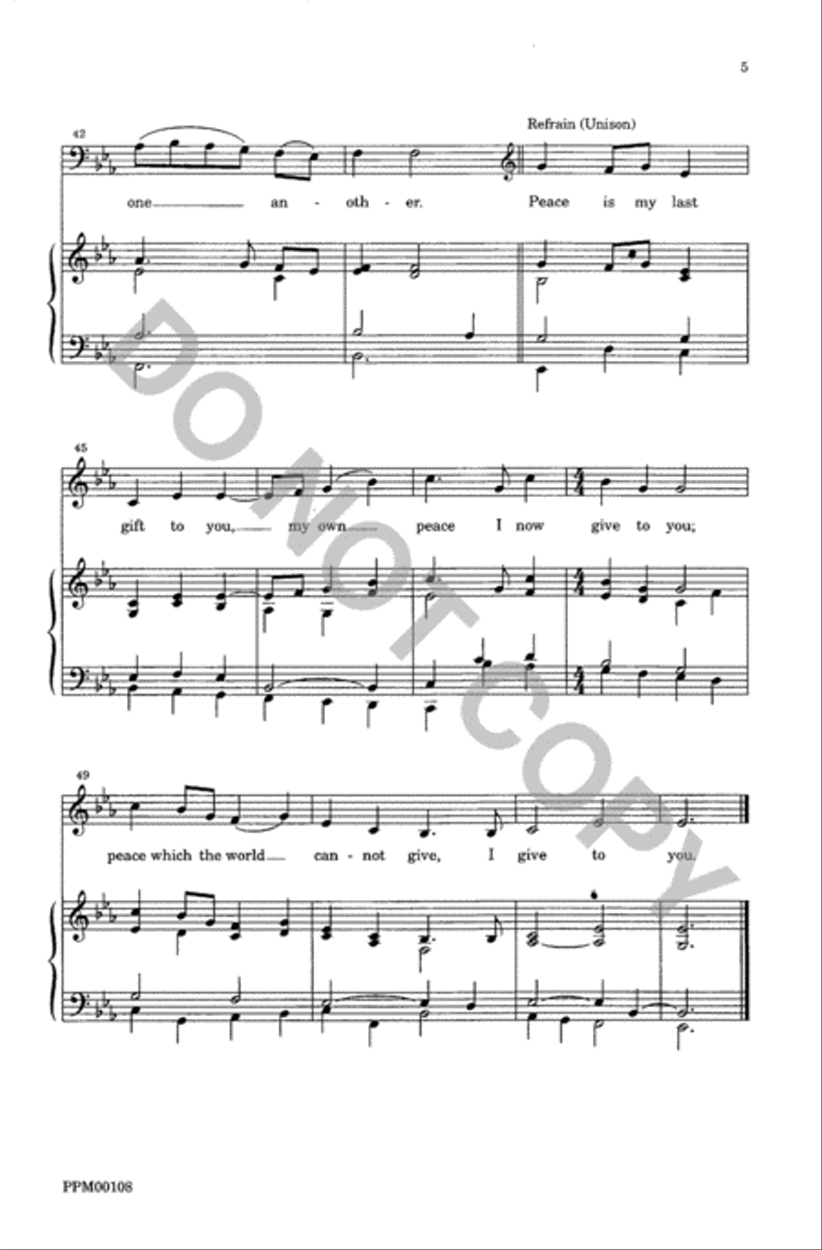 Peace is My Last Gift To You Unison Choir scores gallery preview page 6